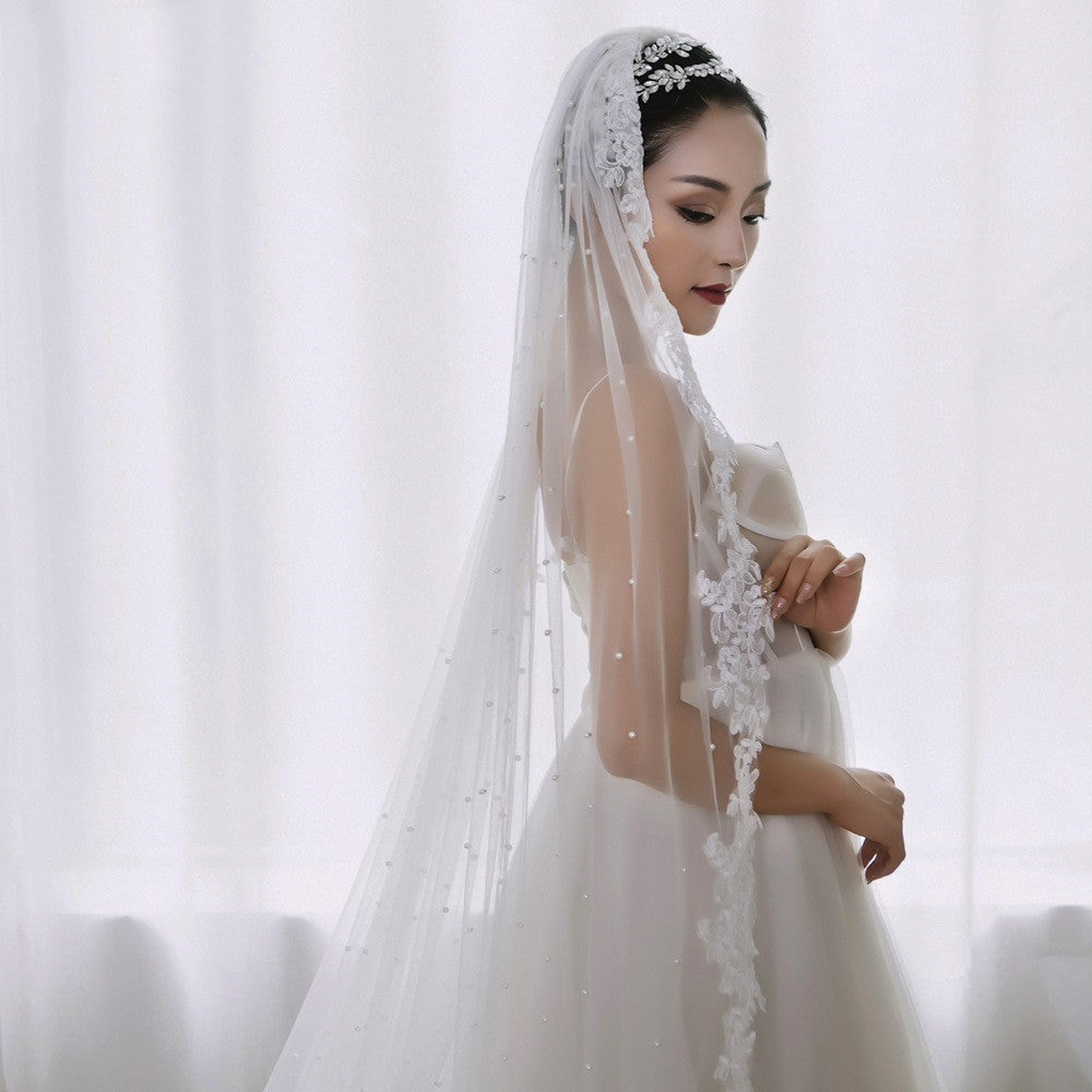 Bridal Fashion Lace Solid Color Long Veil