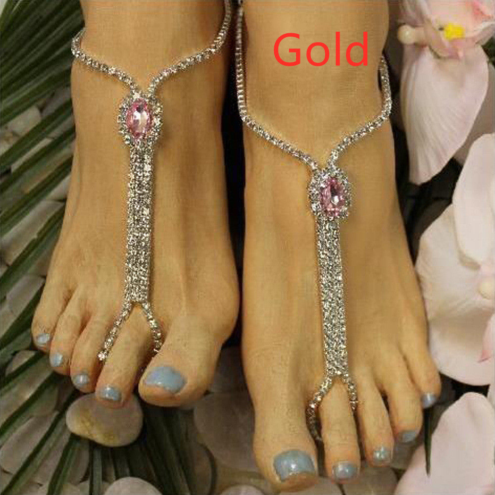 Fashion Personality Multilayer Rhinestone Link Anklet