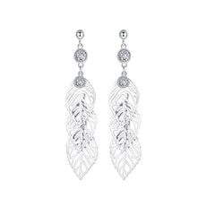 Fashion Long Leaf 925 Sterling Silver Earrings