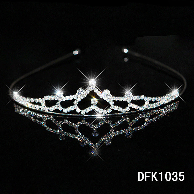 Korean Style Bridal Crown Headdress Diamond Alloy Women's Hair Band Accessories Girls Children Diamond Jewelry Wholesale