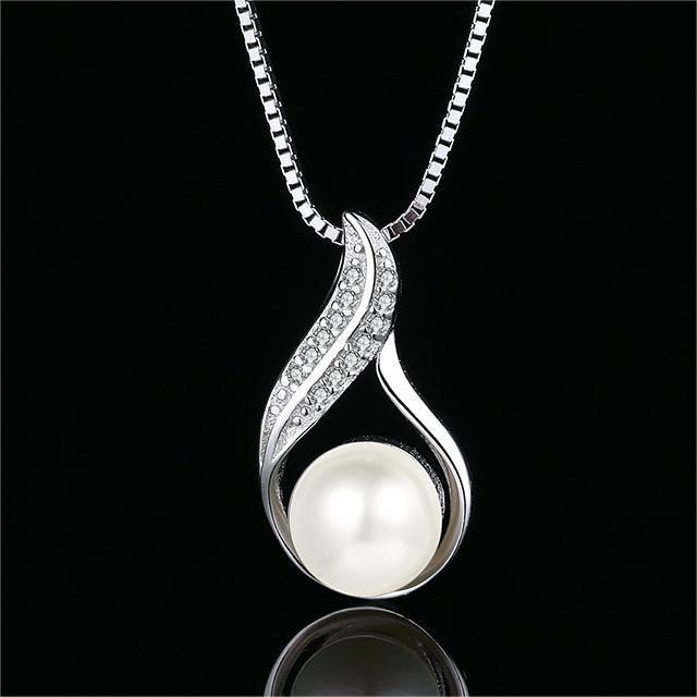 Women's Pearl Pendant Necklace S925 Sterling Silver Young Girl Style