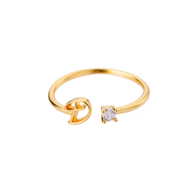 Letters Ring 26 Letters AZ Gold 18K Gold Plated Ring