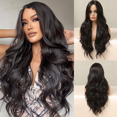 Long Brown Black Wavy Synthetic Wig