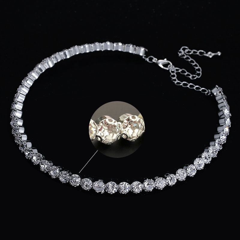 Women's Airy Fashion Rhinestone Single Row Necklace