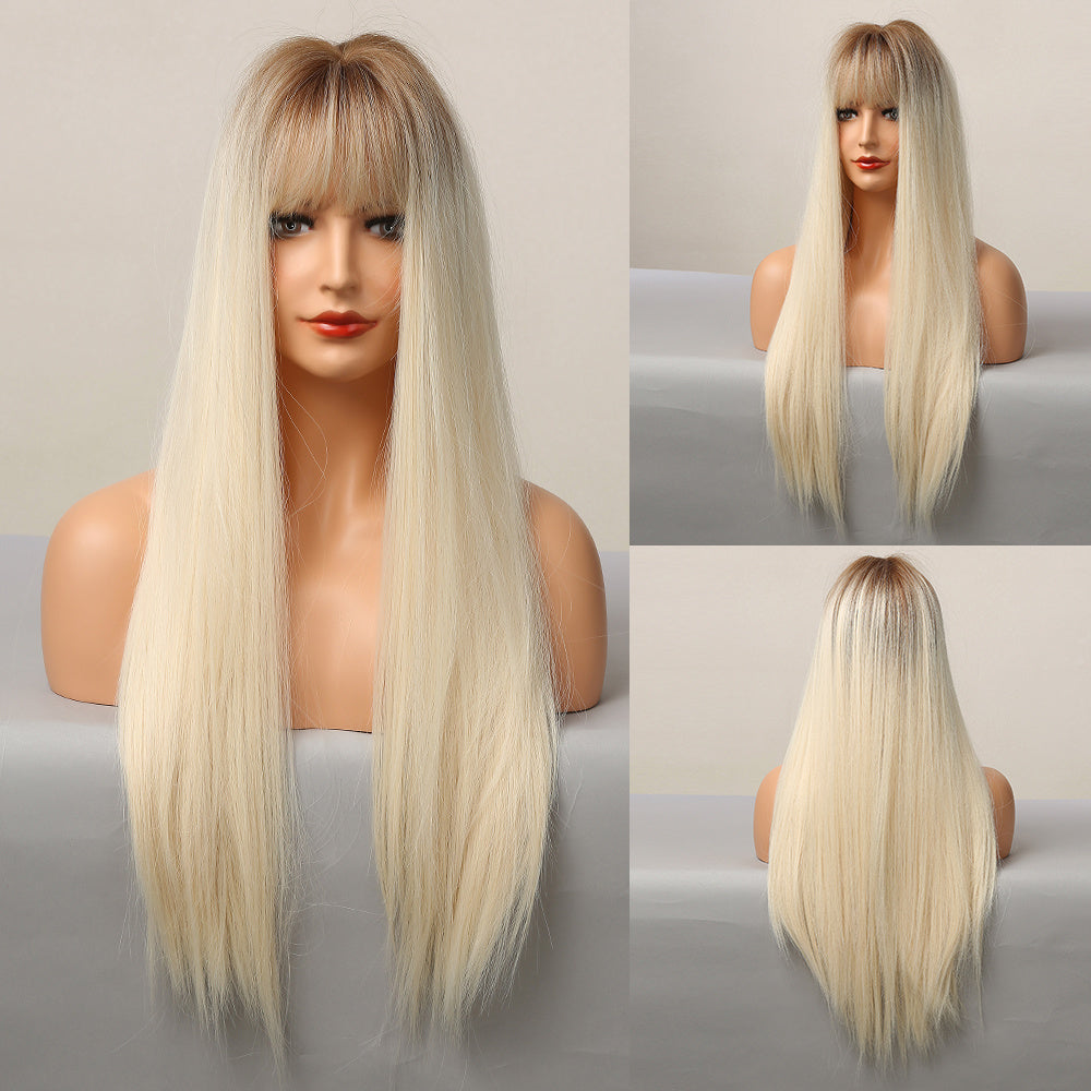 European And American Wig Female Eight Bangs Gradient High Temperature Silk Wig Headgear