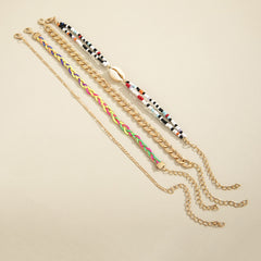 Braided Rope Shell Rice Bead Alloy Chain Combination Four-Piece Set