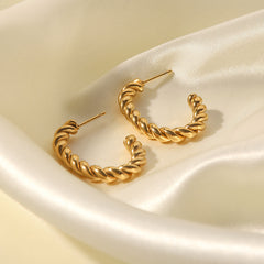 Fashion Creative Earrings 18ct Gold Twist Geometric