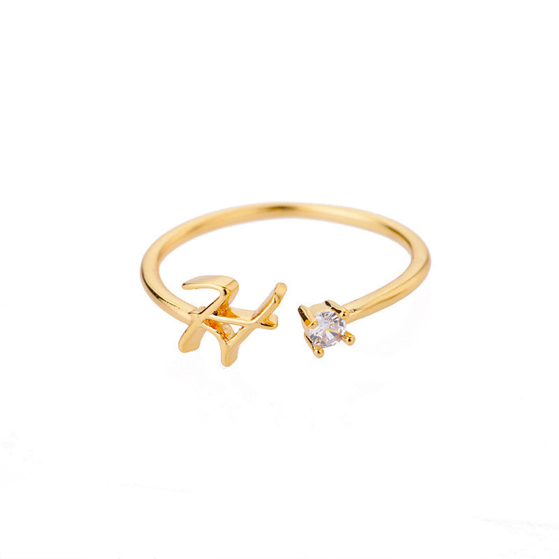 Letters Ring 26 Letters AZ Gold 18K Gold Plated Ring