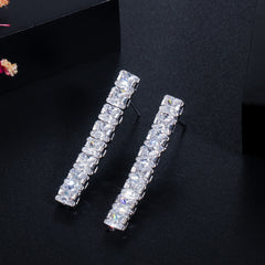 Small Square Zircon Set Necklace Earrings