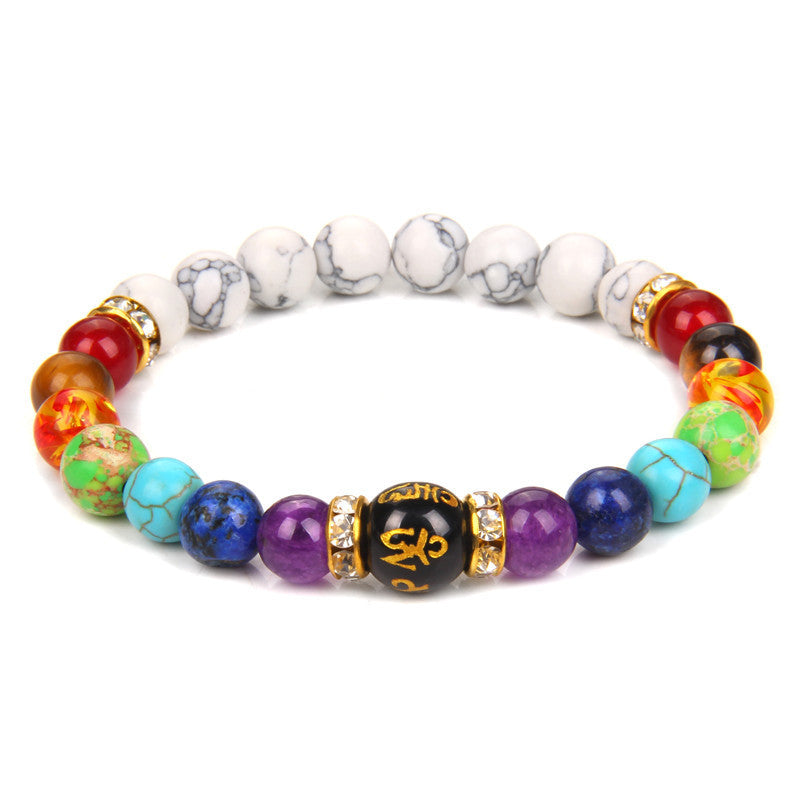 Natural Volcanic Stone Bracelet Seven Chakra Yoga Energy