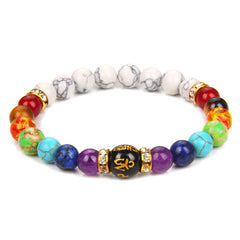 Natural Volcanic Stone Bracelet Seven Chakra Yoga Energy