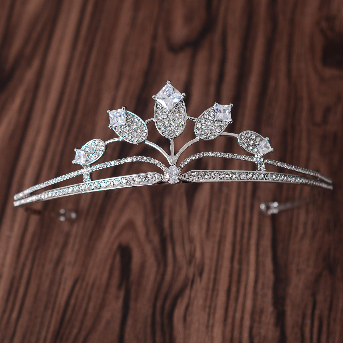 Simple Rhinestone Silver Headband Crown