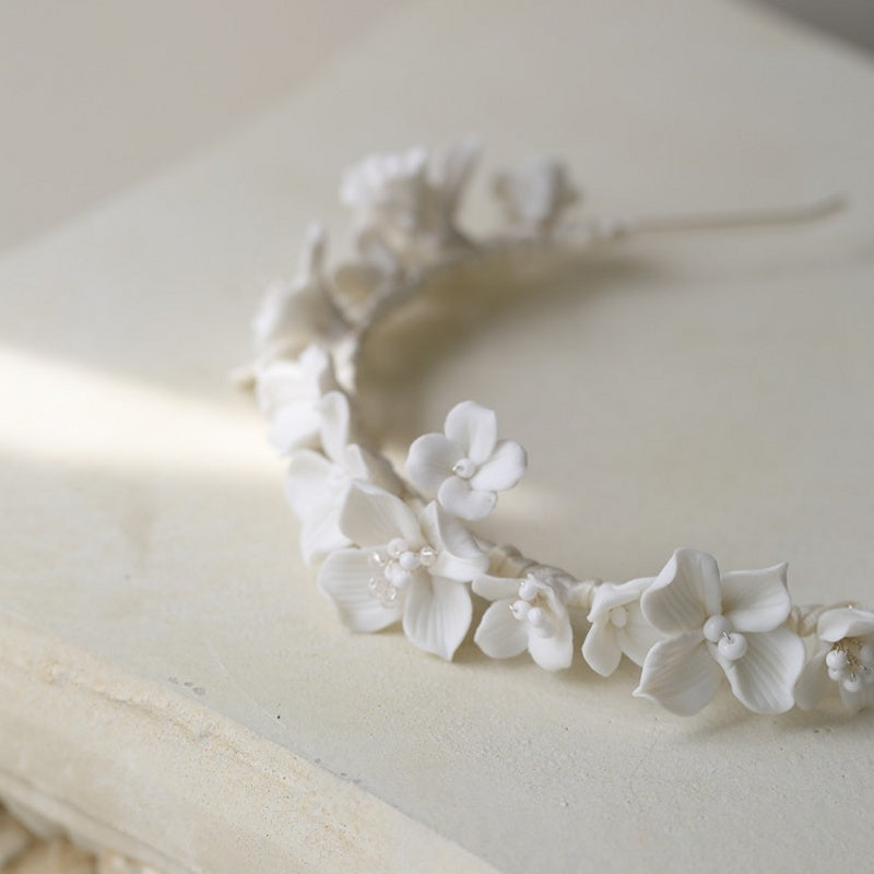 Bridal Ceramic Flower Headband Dense Flower