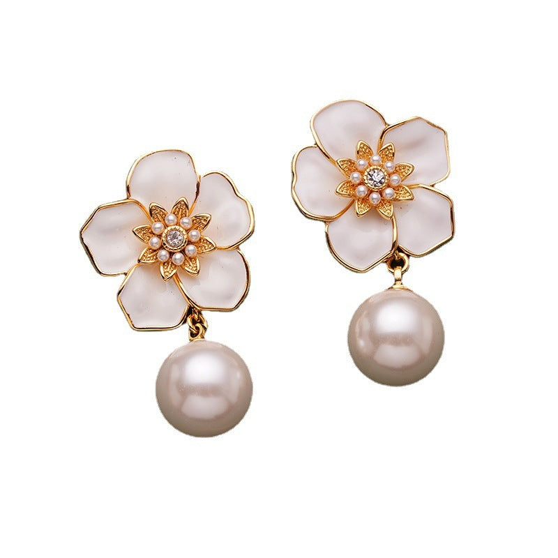 French Retro Earrings And Camellia Fashion