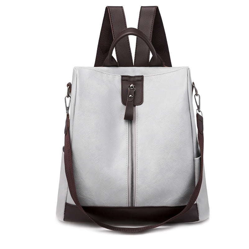 Large capacity travel soft leather backpack