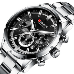 Waterproof Quartz Six-hand Calendar Steel Band Business Men's Watch