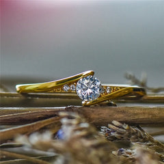 Women's Gold-Plated Engagement Ring Ring