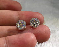 Simple And Fashionable Round Earrings With Full Rhinestonessmall And Cute Style