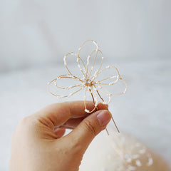 Handmade Beaded Hollow Flower Hair Fork