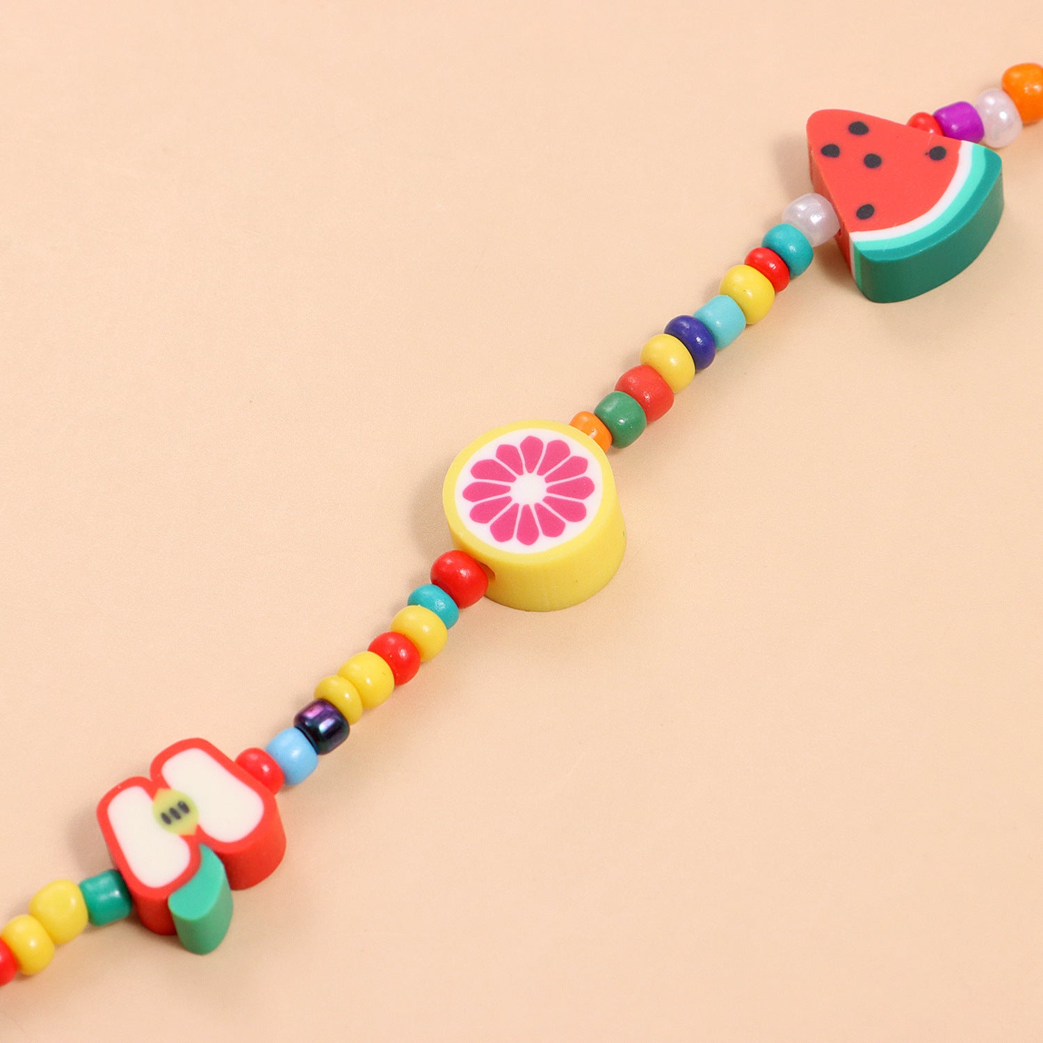 Personalized Colorful Fruit Element Rice Bead Necklace For Women